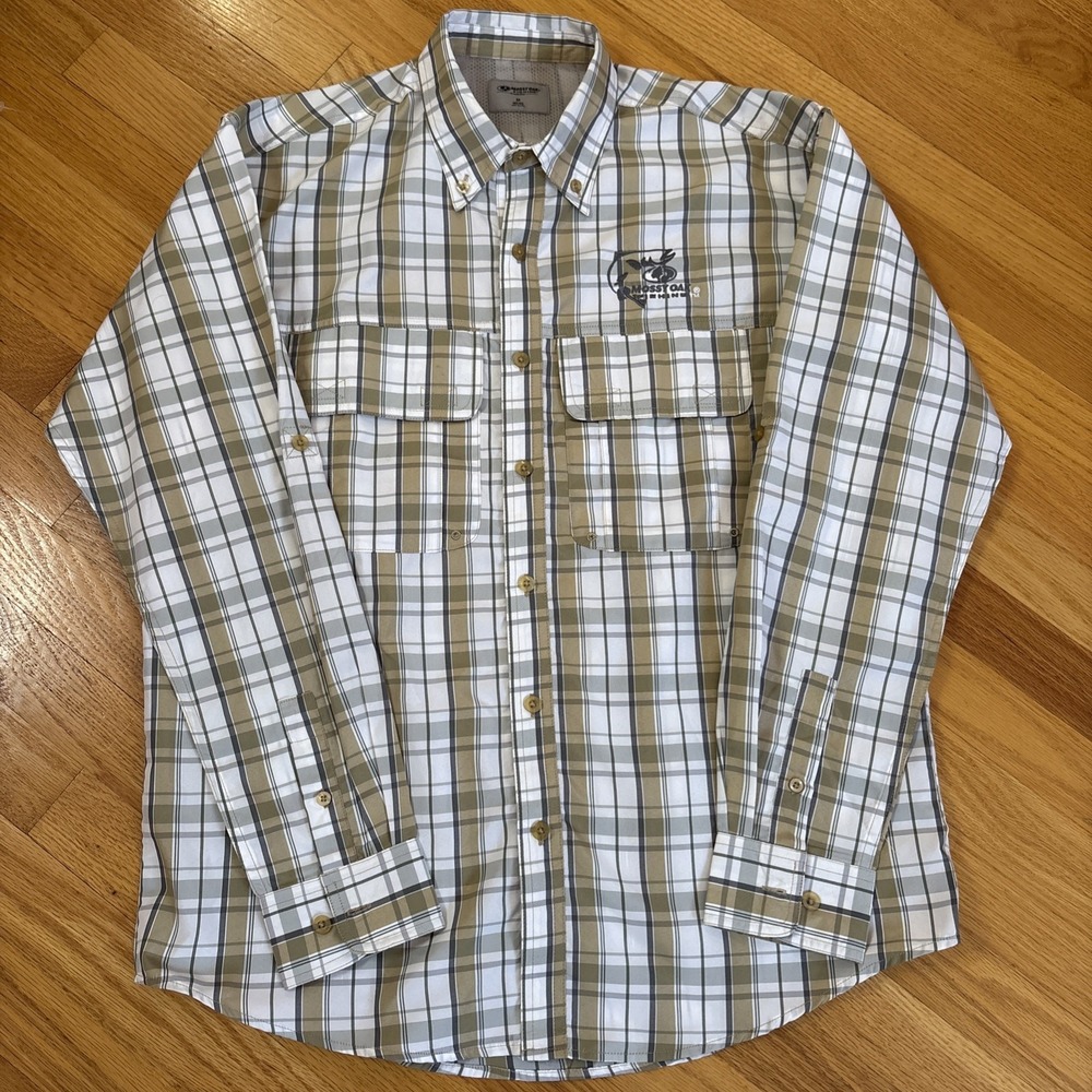 Mossy Oak Shirt Men's Fishing Plaid Outdoors Hiking Camping‎ Long Sleeve